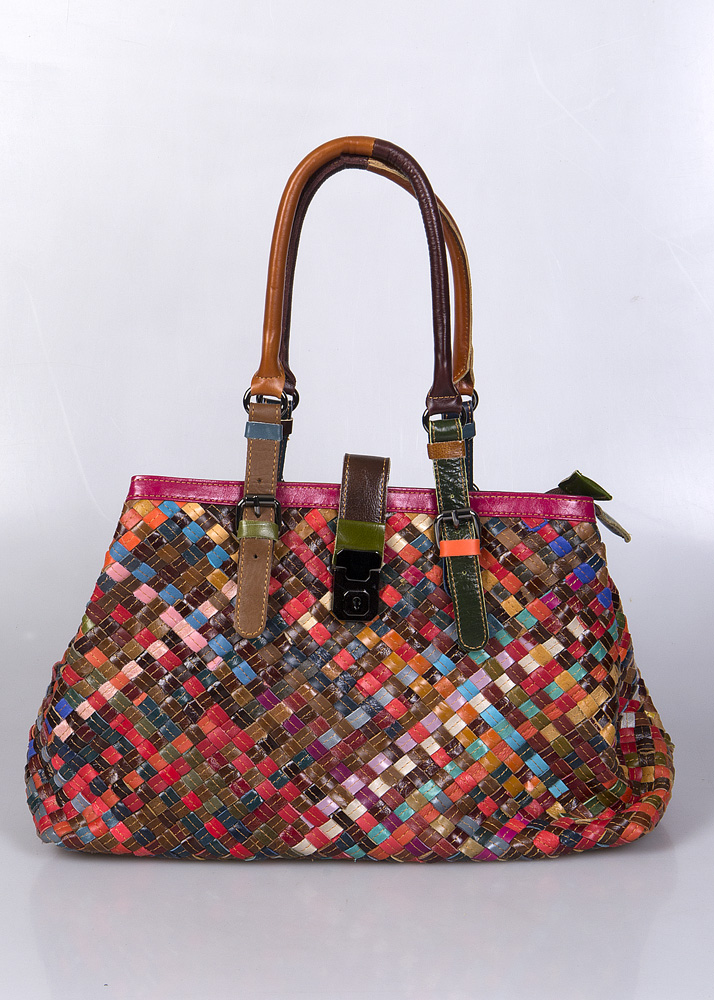 Gevlochten patchwork Ibiza tas viabologna.nl